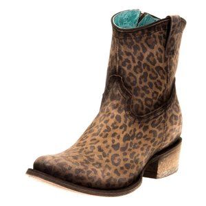 Corral Women's Leopard Print Round Toe Bootie 9.5